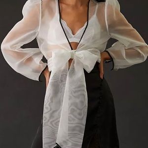 Maeve by Anthropologie Sheer Bow-Front Top